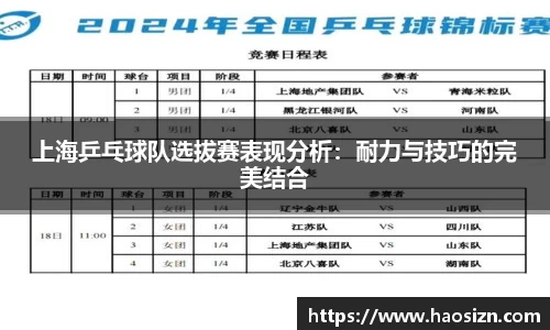 上海乒乓球队选拔赛表现分析：耐力与技巧的完美结合