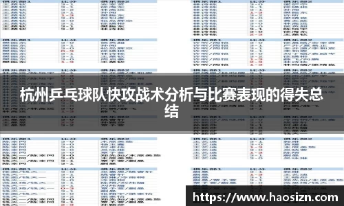 杭州乒乓球队快攻战术分析与比赛表现的得失总结