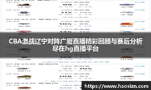 CBA激战辽宁对阵广厦直播精彩回顾与赛后分析尽在hg直播平台