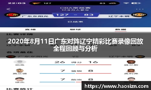 2020年8月11日广东对阵辽宁精彩比赛录像回放全程回顾与分析